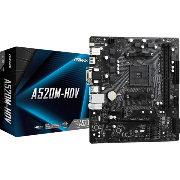 Placa Madre ASRock A520M-HDV AM4 DDR4 M.2 MicroATX