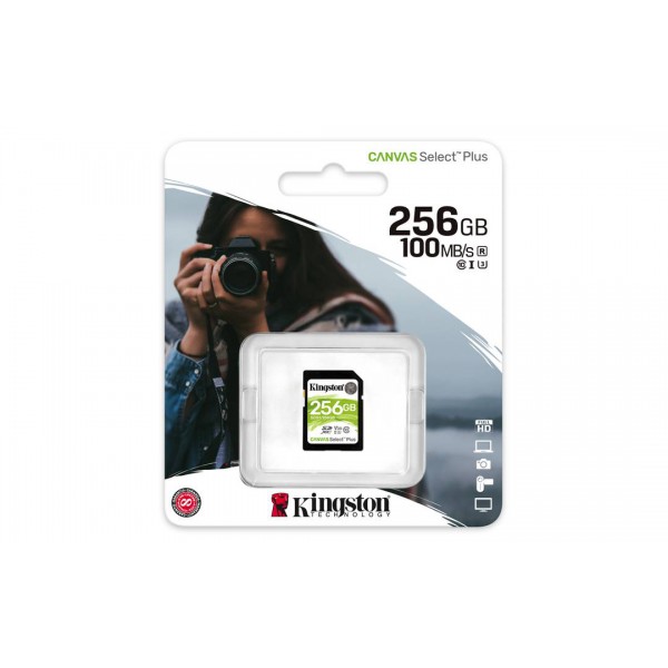 Tarjeta de Memoria  Kingston Sdxc Canvas Select Plus 100R, Class 10, Uhs I U3 V3 (SDS2/256GB)